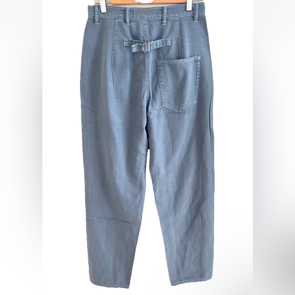 Free People X Sandrine Rose French Worker Buckle Blue Grey Jean Pants Sz 26 NWT